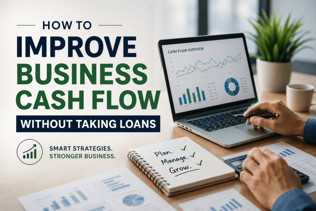 Business owner reviewing cash flow reports and financial planning strategies